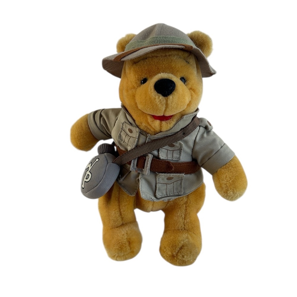 Vintage Walt Disney World Safari Explorer Winnie The Pooh Bear Plush Stuffed Toy
